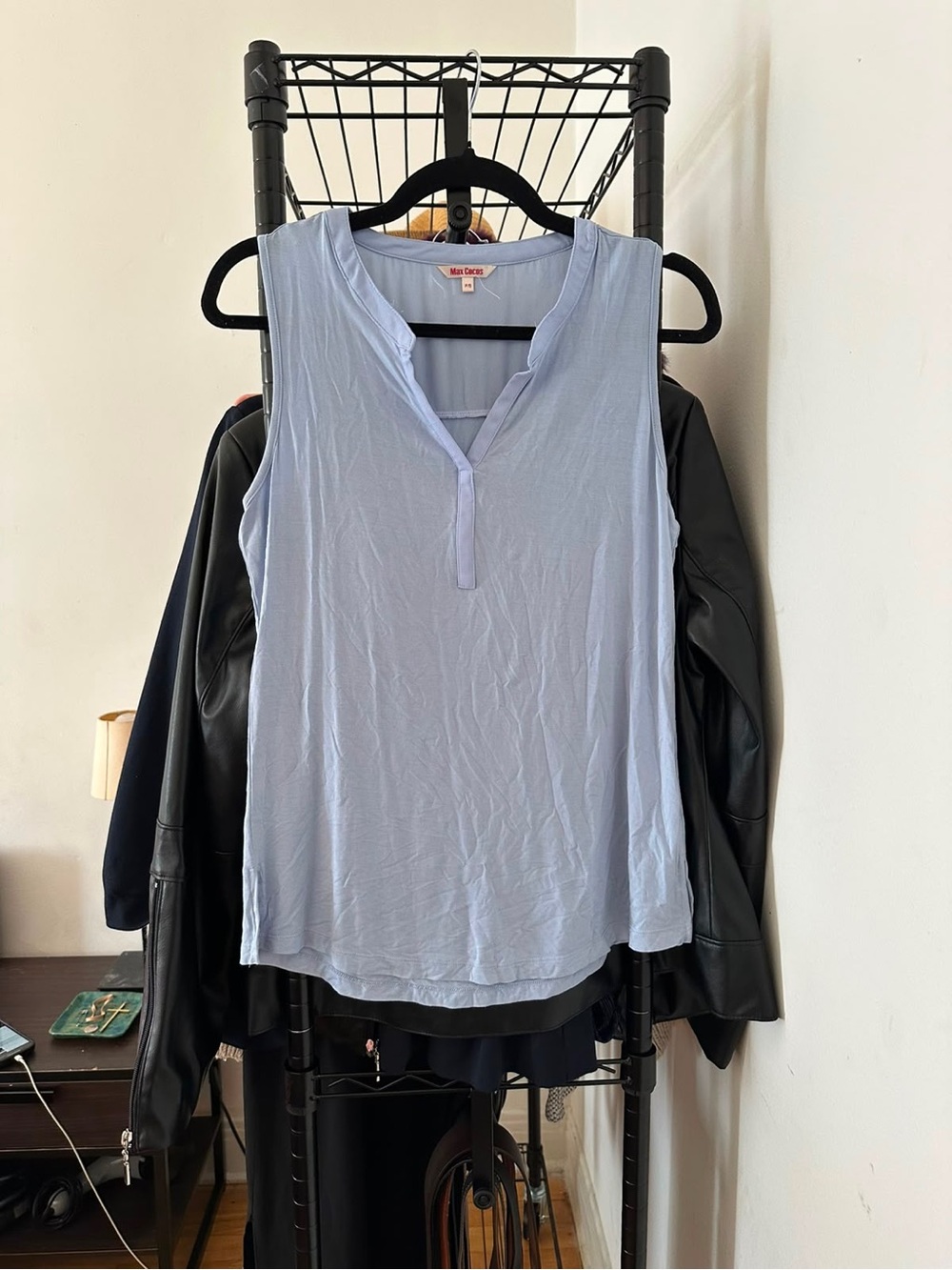 Max cocos Light Blue Sleeveless Henley Camisole